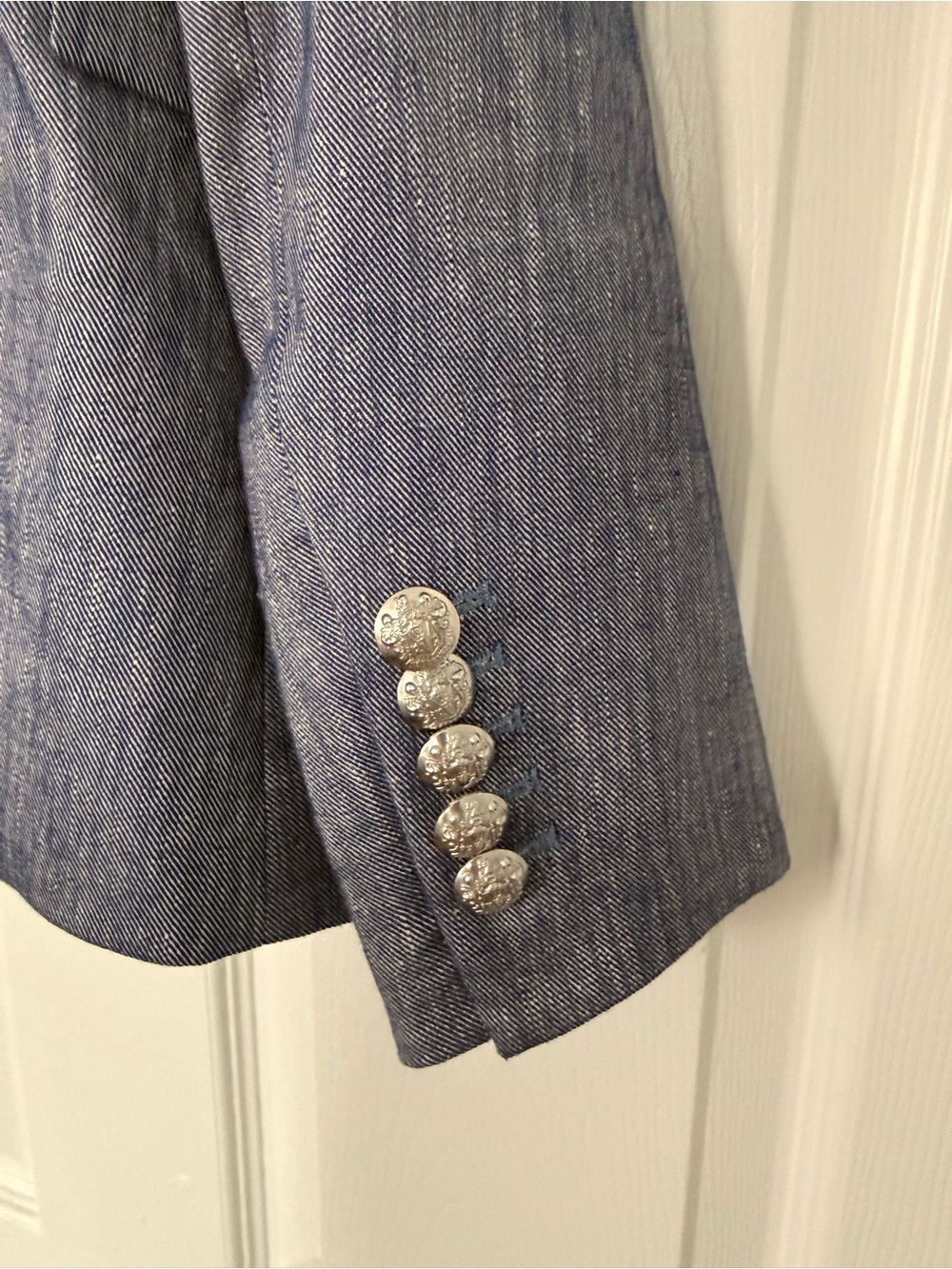 Veronica Beard Heathered Navy Double-Breasted Blazer - Picture 5 of 6